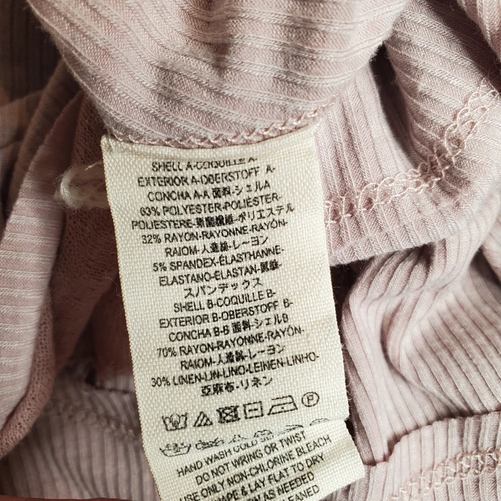 We The Free Free People Tangerine Long Sleeve Mauve Top Ribbed Tee Boho Size S - Picture 8 of 9
